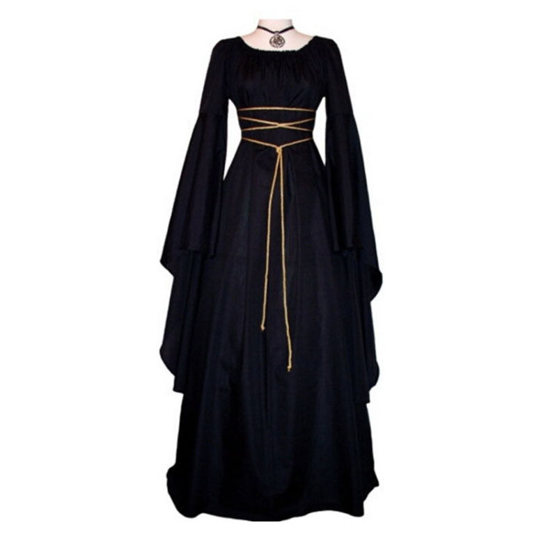 UK Women Retro Vintage Renaissance Gothic Costume Medieval Gown Dress