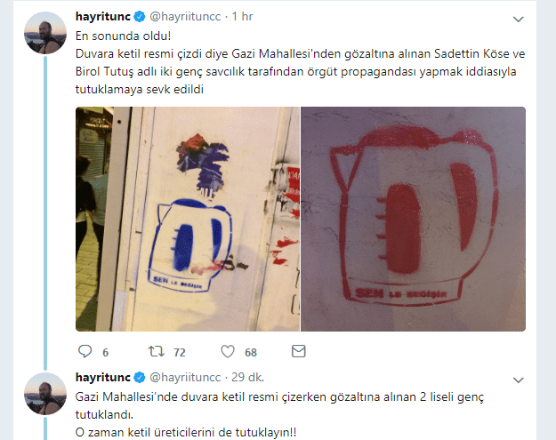 Duvara ketıl çizenler tutuklandı