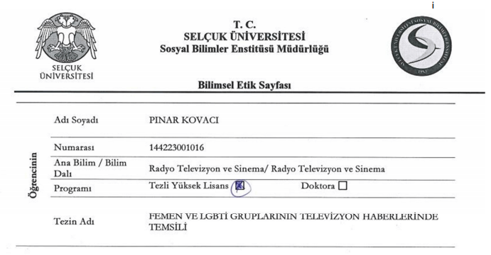 FEMEN VE LGBTİ İLE İLGİLİ TEZLER