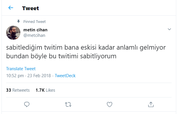 Anlamlı tweet sabitleme