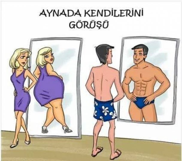 kadin ile erkek arasindaki farklar aynada kendini gorusleri