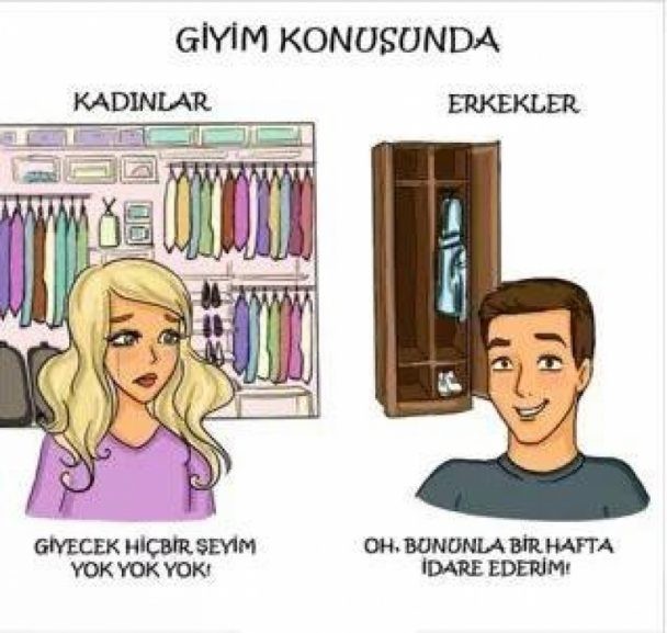 kadin ile erkek arasindaki farklar giyim konusunda