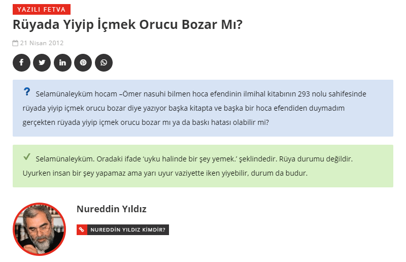  RÜYADA ORUÇ BOZMAK