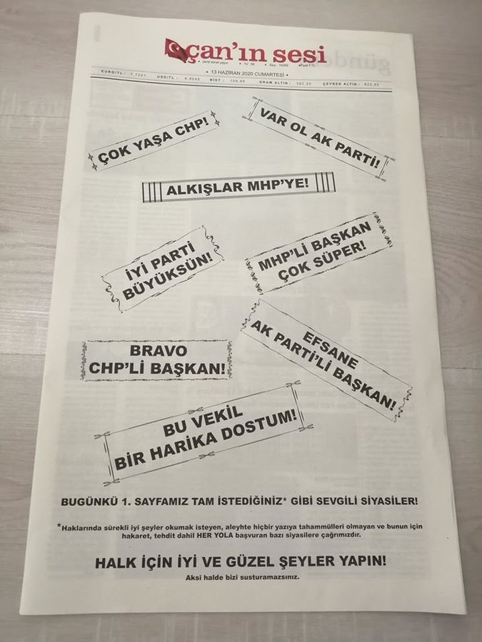 Çan'ın Sesi Gazetesi Siyasi Baskıya Kapak